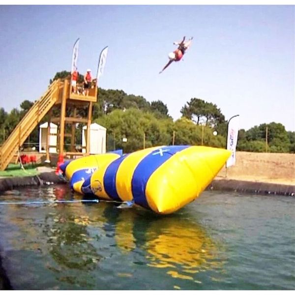 wholesale Newest Outdoor Games customized 8mLx3mW (26x10ft) Inflatable Water Blob Jump Pillow sports Jumping Bag Trampoline Catapult summer entertainment