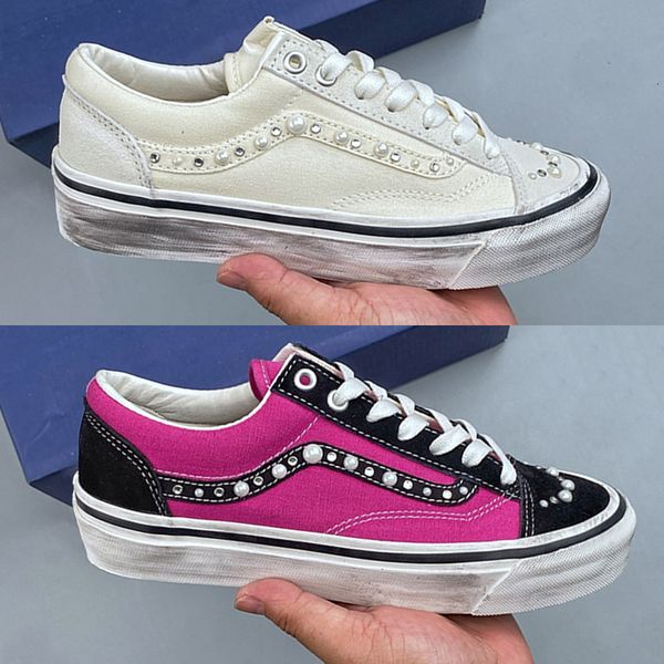 Luxury Canvas Shoes NEW Pearlized Sneakers For Men Women Pearl Trainers Vintage…