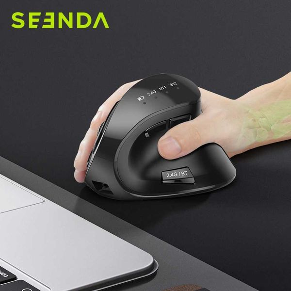 Seenda Vertical Wireless Mouse Bluetooth 50 30 Mouse for Tablet Laptop PC Mac iPad Rechargeable 24G USB Ergonomic gaming Mice X260707