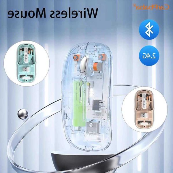 Bluetooth AP69 Mouse 24G Wireless Mouse Dual-Mode Transparent Mouse 1600 DPI Silent Mouse Rechargeable Mice For PC Laptop D260707