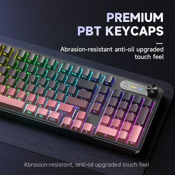 2026 Furycube IP98 Pro Membrane Three Module Custom RGB Backlight PBT Keycaps Desktop Office IPX8 Waterproof Keyboard 26Y0708