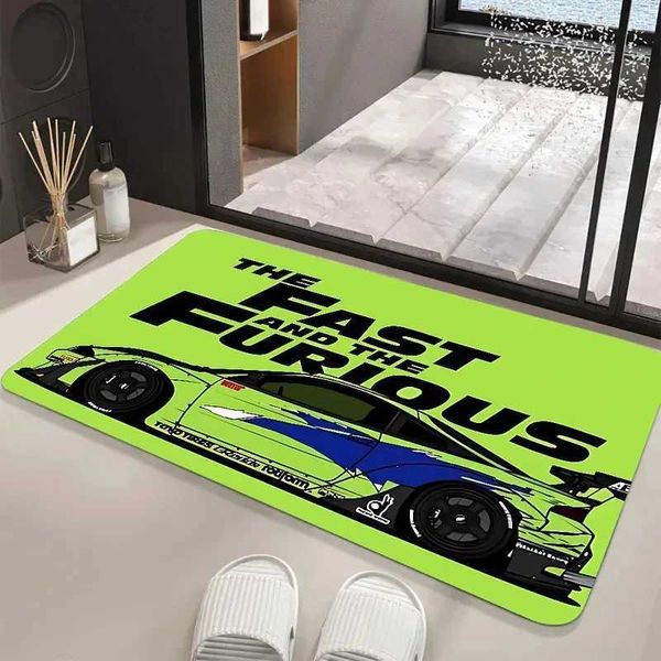 VIKAMA Fast and Furious Sports Car Doormat Paul Walker Eclipse Non-Slip Washable Rug for Man Cave Garage Enthusiast Decor Q260708
