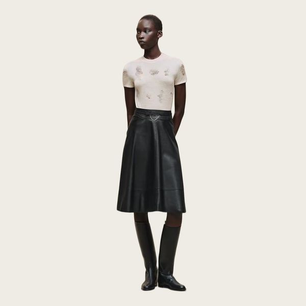 Women's designer long skirt high quality real leather skirt women luxury clothes fashion H brand designer skirt for woman elegant