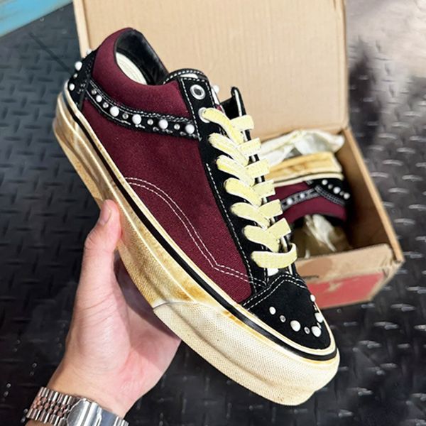 Free Shipping Men Canvas Shoes Designer Pearls Sneakers Women Pearlized Trainer…