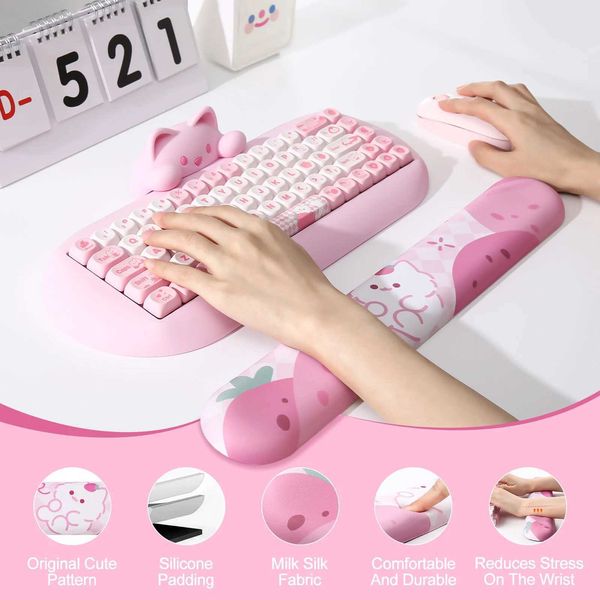 Cute YUNZII Meow Ergonic Keyboard Wrist Rest with Slip Resistant PU Base for Off Gaming Cputer Typing Pain Relief J260707