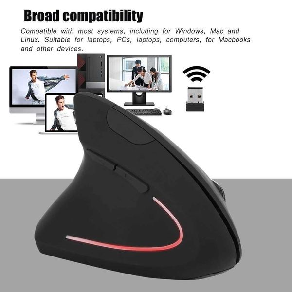 Left Handed 24GHz Wireless Optical Mouse USB Ergonic Vertical Optical Mouse for PC Cputer Laptop J260707