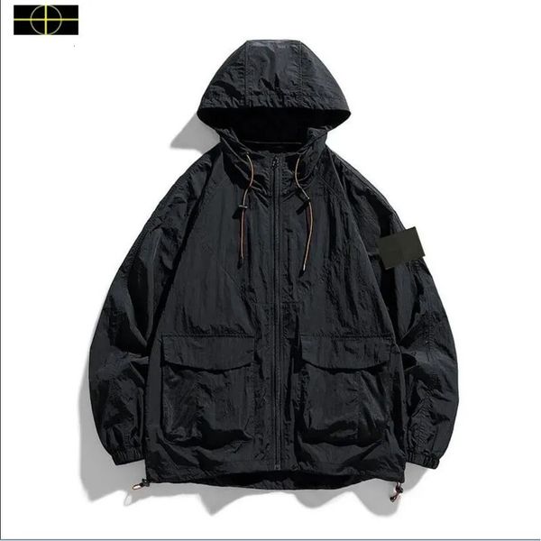 Stone Coast High Quality Designer Brand Spring Summer Topstoney Windbreaker Men's Stone Clothing Big Pocket Colourful Raincoat Lightweight Stone Badge Jacket 59E