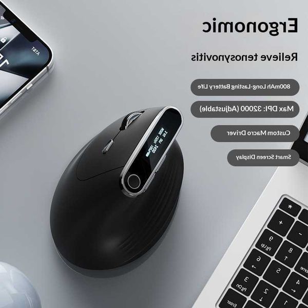 Vertical BOW Ergonomic Wireless Mouse Tri Mode Rechargeable Bluetooth Silent Click Office Computer Laptop For All Hand Sizes D260708