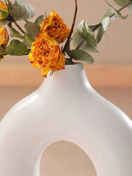 Minimalist Vase White 1pc Plastic Modern Home Decor Small Reed Flower Vase Unbreakable Suitable For Desk Bookshelf Fireplace Entryway And DinTable C260707 M260710