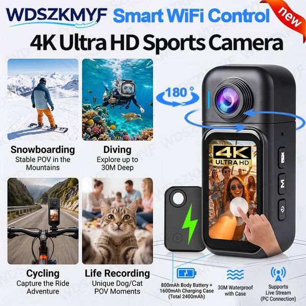 4K/1080P HD Mini WIFI Motorcycle Bike Road Sport Cam Bicycle Vlog Pet Body Camera With Charging Case W260708