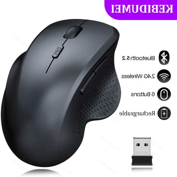 52 Bluetooth Mouse 24G Wireless Mouse 6 Keys Dual-Mode Rechargeable Gaming Mouse 1600DPI Optical Mouse For PC Laptop Tablet D260708