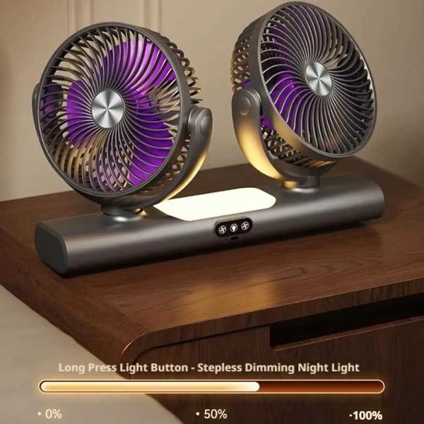 Cooling Desktop 2026 Dual-Head Fan LED Light USB Charging Large Airflow for Home Office J260708