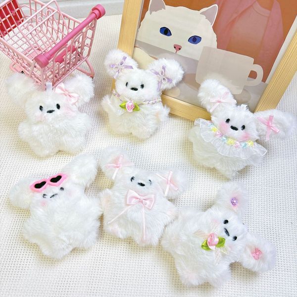 Cartoon Plush Blush Bunny Pendant Puppy Doll Bag Keychain Ornament Gift Souvenir