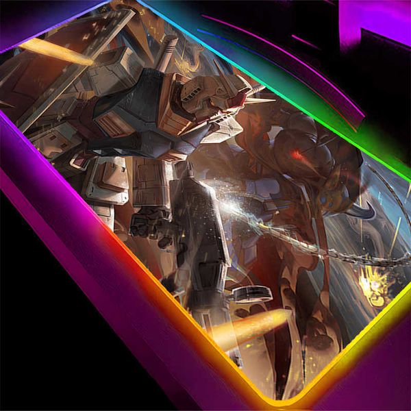 Backlight Mouse Pad Gamer Desk Mat Mechanical Warrior RX-78-2 G-gundam Computer Hot Anime RGB Mousepad Keyboard gaming Mausepad D260708