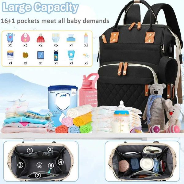 Multifunctional Diaper Bag Backpack Baby Girl Boy Diaper Bag with Pacifier Case Large Capacity Nursing Diaper Bag for Travel Q26079