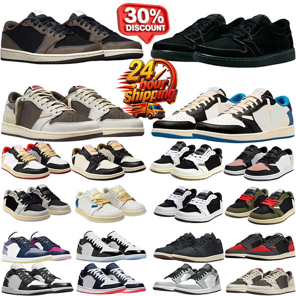Designer 1S Low Basketball Shoes Mens Womens OG Black Phantom 1 Sneakers Triple…