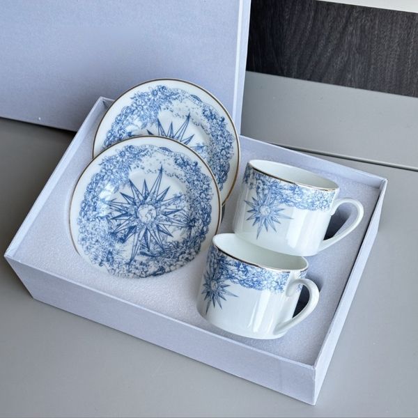 European Bone China Coffee Cups and Saucers Christmas Series Unlimited Dream Lucky Star Tableware Coffee Cups and Saucers