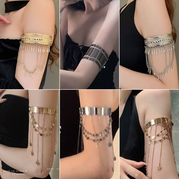 Designer Luxury European And American Cross-border Feather Leaf Tassel Open Women's Bracelet Designer Jewelry Bracelet Light Luxury Arm Ring Punk Ins Fashion Wo
