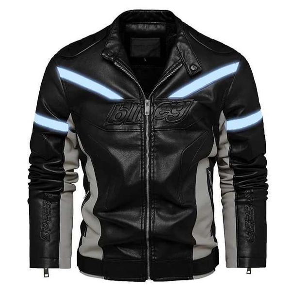 Stand Collar Coats High Men Quality Solid Casual Slim Brand Male Clothing Men Leather Jackets Men's Motorcycle Leather Jacket