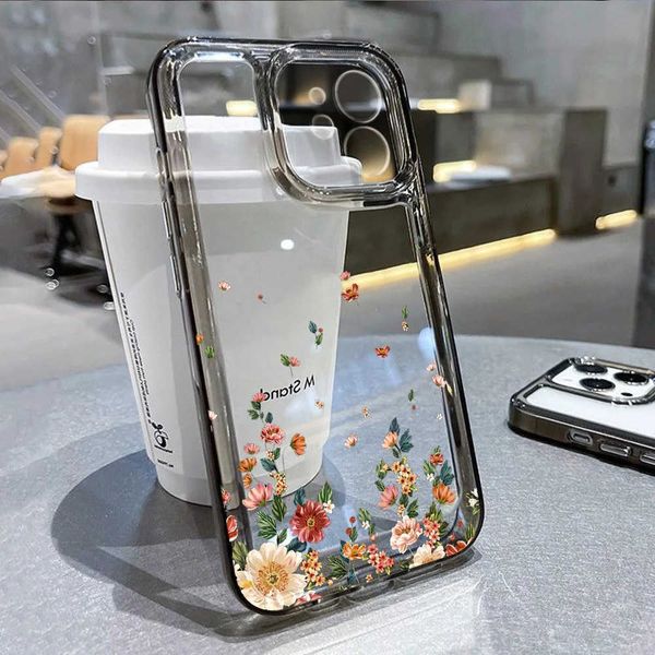 Flower Fashion Phone Case for iPhone 16 15 11 12 14 13 Pro Max Mini SE2 7 8 Plus Shockproof Transparent Silicone Shell Fundas D260709