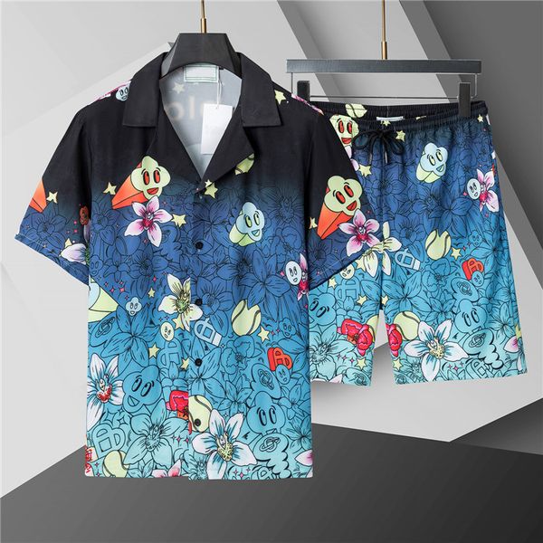 Men's Tracksuits Fashion T-Shirt & Shorts Set - Cutout Pattern Print Menswear for Casual Wear