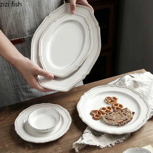 Steak Vintage Ceramic Plate Plate Soup Plate Pasta Salad Plates Fish Dish Soup Bowl Ramen Bowl Court Style Tableware J260602