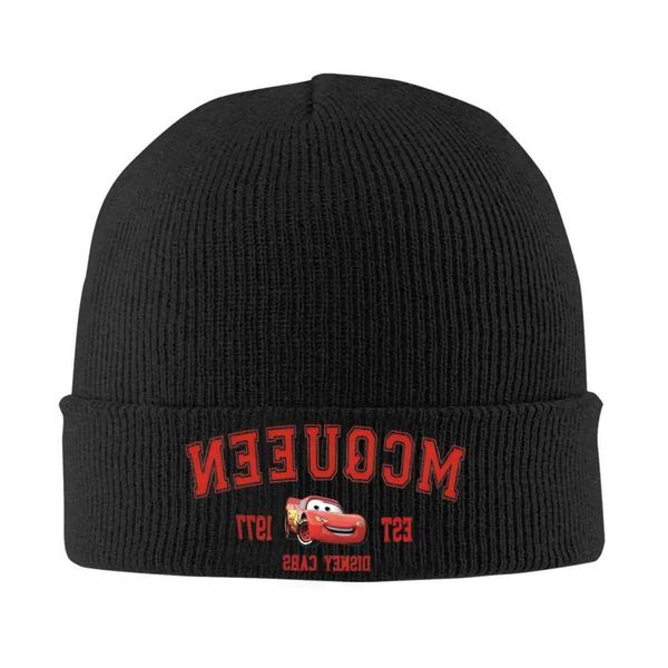 Mc Lightning Racing Red Car Fastest Knitted Hat Autumn Winter Beanies Warm Cartoon Hat Mens Text Acrylic Sklcap S260710YQE0