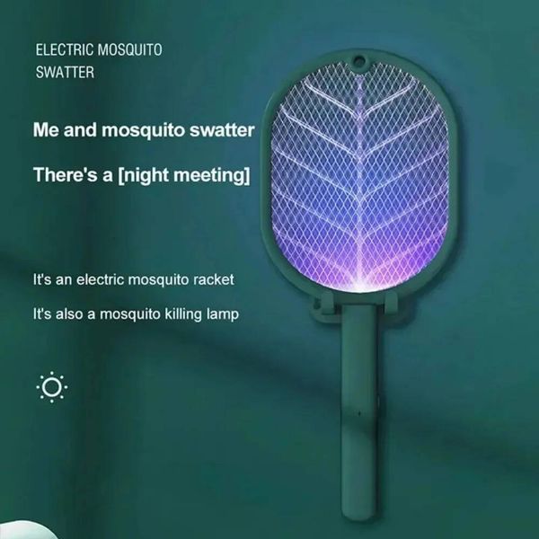 2-in-1 Electric Household Mosquito Racket With Purple Killer Lamp USB Charging Rechargeable Bug Fly Swatter J260709