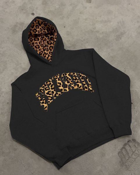2026 New Y2K trendy high-quality cross-border leopard Embroidered casual sports men's and women's hooded sweatshirt pants R260710