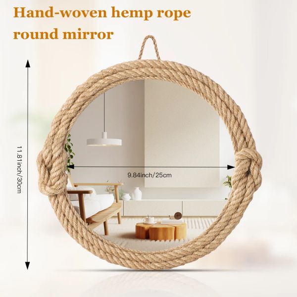 Nordic Style Hanging Wall Mirror Round Decor Makeup Mirror