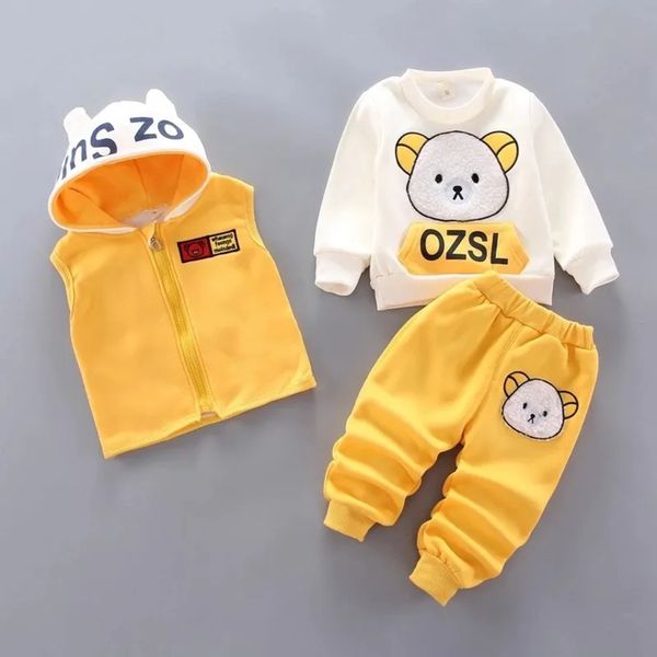 cologne Designer Baby 2026 Children Autumn Winter Wool Toddler perfume Set Cotton Tops+Vest+Pants 3Pcs Kids Sports Suit For Baby Boys Clothes Free Sh 002