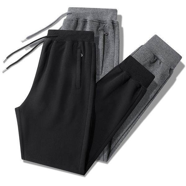 Men's Summer Pants Thin Breathable Sweats Jogger Cool Big Elastic Waist Trouser Male Plus Size Zip Pocket Work 6XL Black