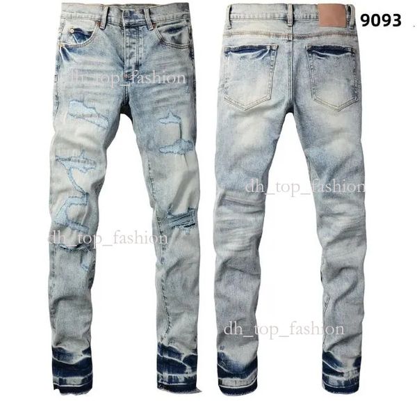 Designer Pruple Jeans Denim Men Black Pants High End Quality Straight Retro Ripped Biker High Street Hip Hop Slim Motorcycle Clothing High Quality Purples Jean d60