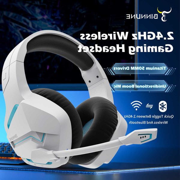 Wireless BINNUNE Gaming Headset with 24GHz for PS5PS4SwitchFPS Gamers Bluetooth 53 Gaming Headsets with Noise Canceling Mic D260710