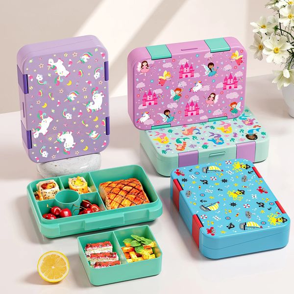 1100ml Cartoon Christmas Printed Lunch Box Microwavable Bento Interlayer Leakproof Storage Hermetic Containers Students 260707