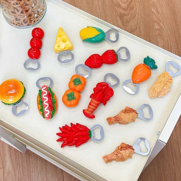 Creative Cheese Corn Carrot Shaped Magnetic Bottle Opener Decoration Fashionable New Cute Food Household Refrigerator Stickers L26711