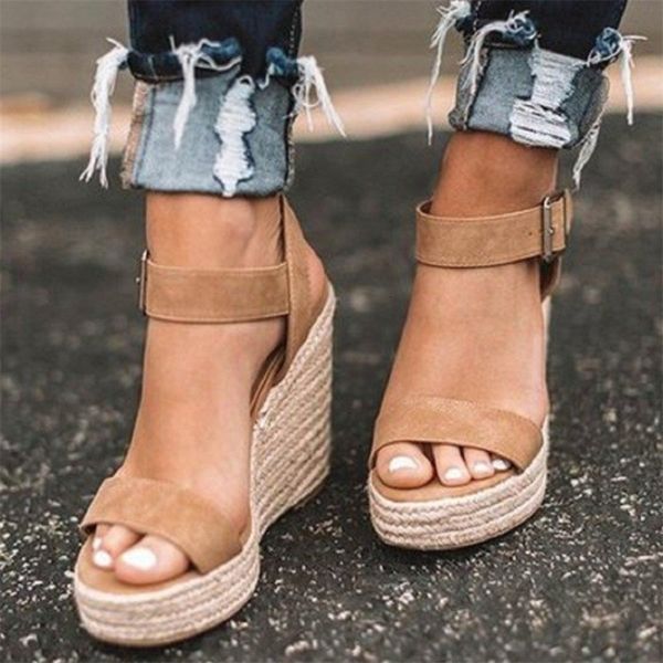 High Heels Women Leisure Wedge heel sandals Summer Sandals Party Platform Wedges Heeled Fish mouth sandalias