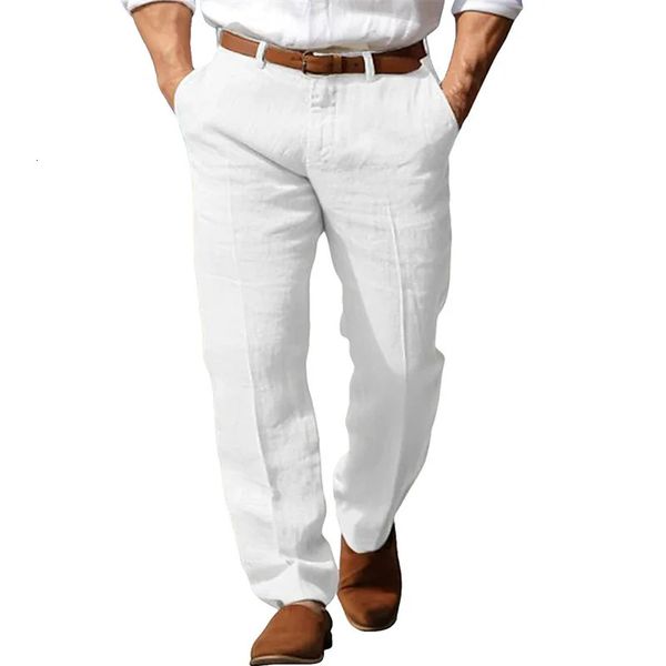 Men's Formal Linen Summer Pants Straight Tube Solid Colour Comfortable Breathable Formal Business Fashion Basic Style