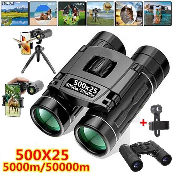 500X25 Portable Hd Zoom 5000M/50000M Binoculars Telescope Powerful Folding Long-Distance Vision Hunting Outdoor Camping Sports J260713