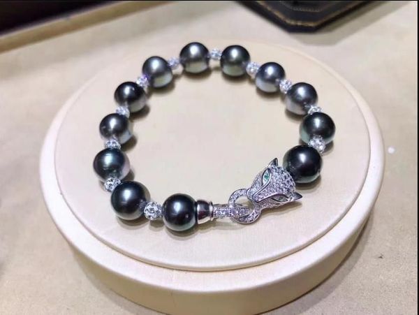 Tahitian Black Pearl Bracelet Silver Buckle