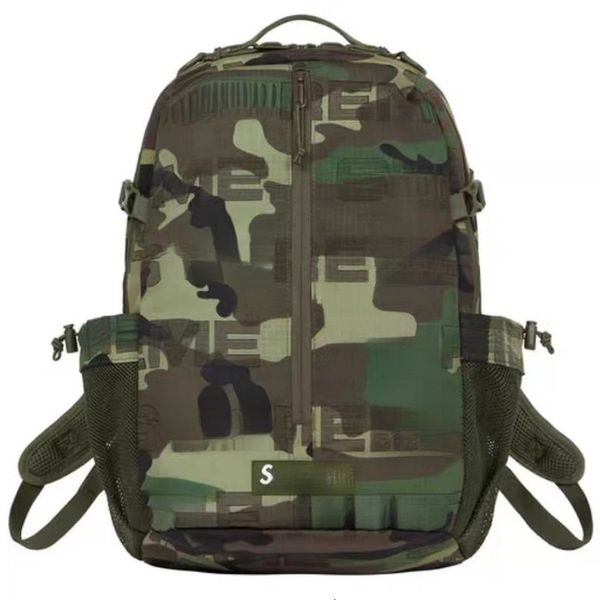 Luxury Supremely Backpack Designer Bag Front Zip Dual Mesh Side Pockets Adjustable Compression Straps Large Capacity Daypack For Hiking Camping