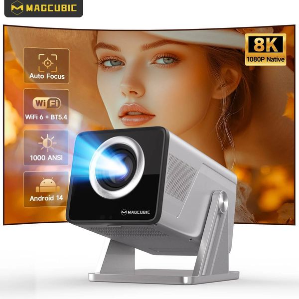 Magcubic 8K Support HD 1080P 1000ANSI X7 With 5W Speaker Android 14 WiFi6 BT5.4 Outdoor Video Home Theater Projector 26Y0713