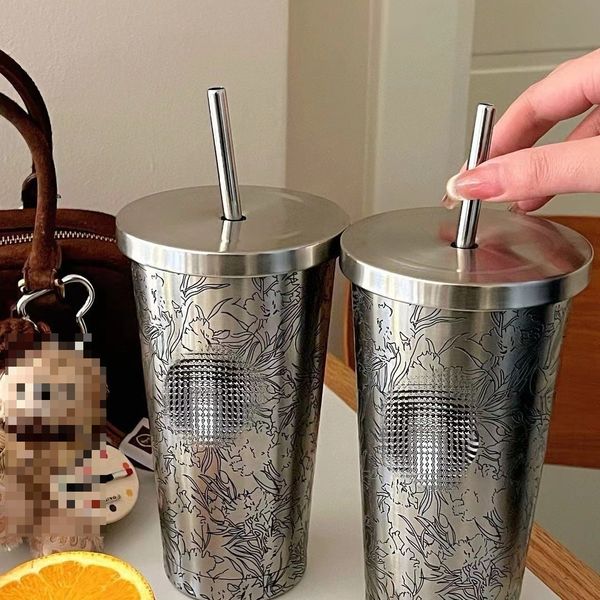 Elegant Flower Patterned Stainless Steel Travel Mug for Temperature Retention