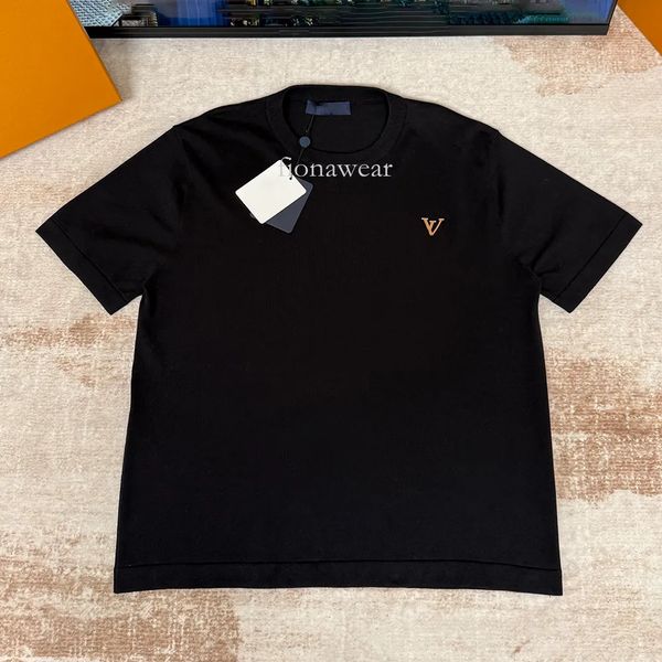 lousi shirts Designer brand high quality men's T shirt polo shirt letter logo knitted round neck men's T shirt comfortable casual wear short sleeved shirt 80d