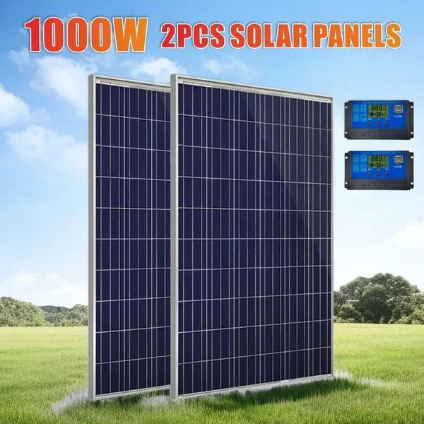 Battery 500W 1000W Solar Panel Kit Complete 12V Polycrystalline Power Portable Outdoor Rechargeable Rechargeable Cell Generator For Home 240711 Disposable 4G