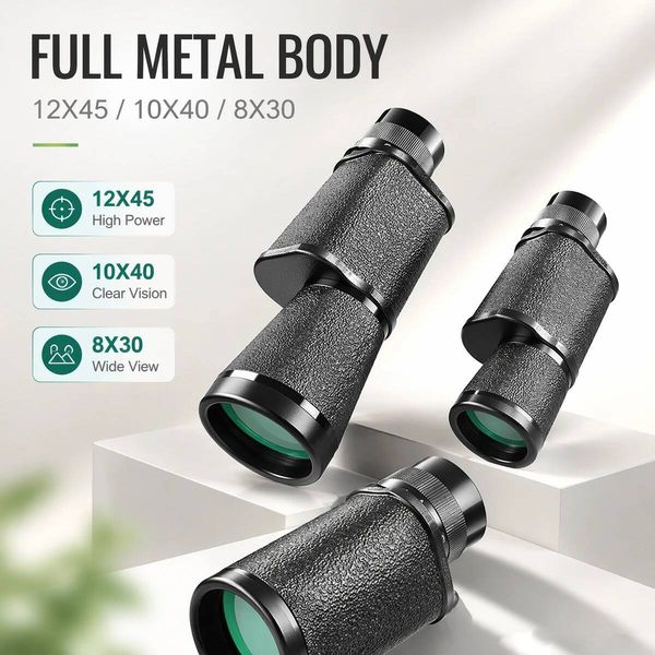 Powerful Telescope Baigish 12x45 10x40 8x30 Monocular Metal Binoculars Bak4 Prism FMC Optical Film For Outdoor Hunting Camping J260713
