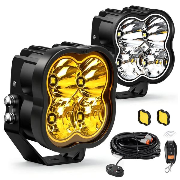 4Inch Patented RGB LED Off-Road Set, Driving Light Spotlight With Cover And Wiring Harness, Suitable For Trucks, Utvs, Suvs