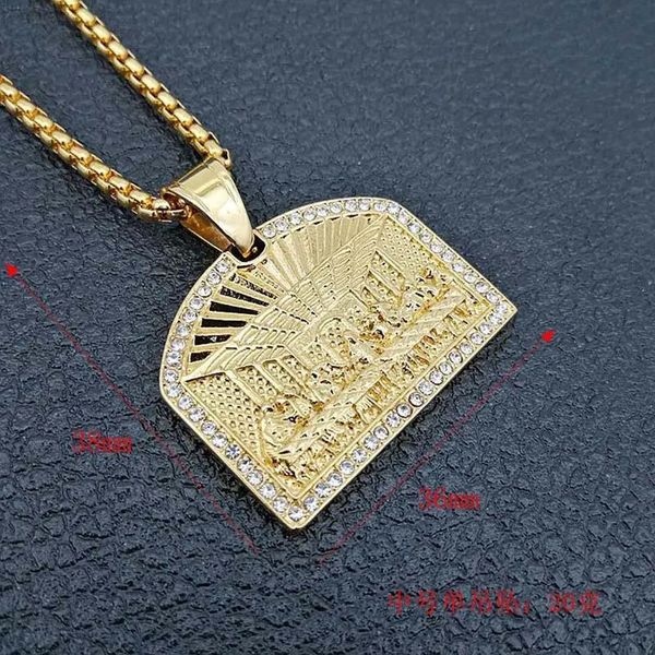 Pendant Necklaces The Last Supper CZ Stone Pave Bling Gold Stainless Steel Gemetric Square Necklace For Men Hip Hop Rapper Jewellery 424