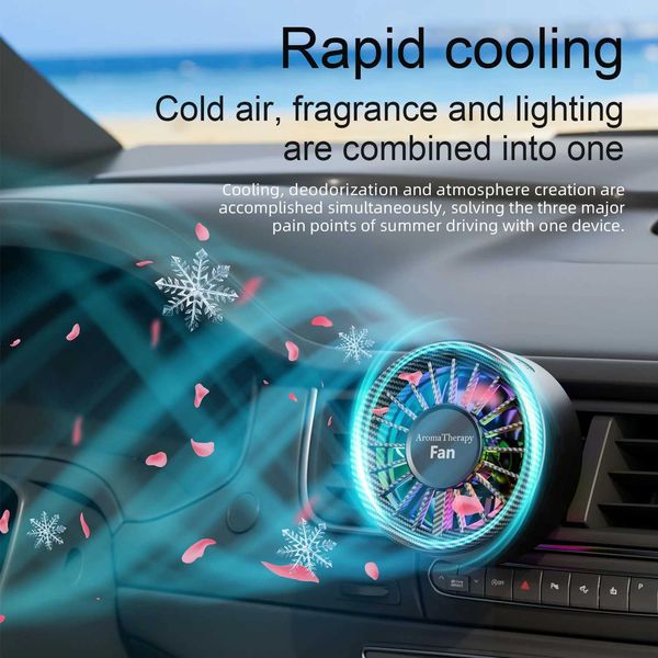 New Magnetic Car Fan USB Cool Colorful Lighting High end Carbon Fiber Free Directional Air Supply Fast Cooling Enjoy Coolness L2674