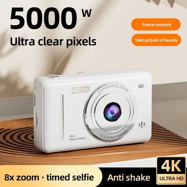 Retro 4K CCD 50MP Auto Focus Dual Flash 8x Zoom Portable Student Vlog Camera for Beginners Travel Gifts Photography 2026 J260714